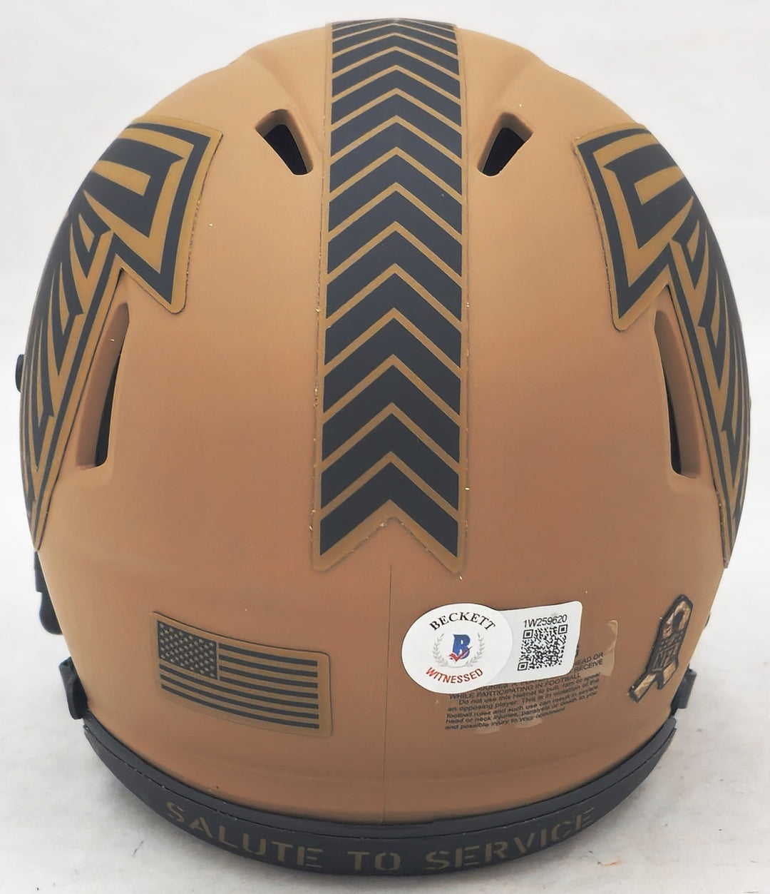 Michael Vick Signed Atlanta Falcons Camo Brown Speed Mini Helmet Beckett Wit
