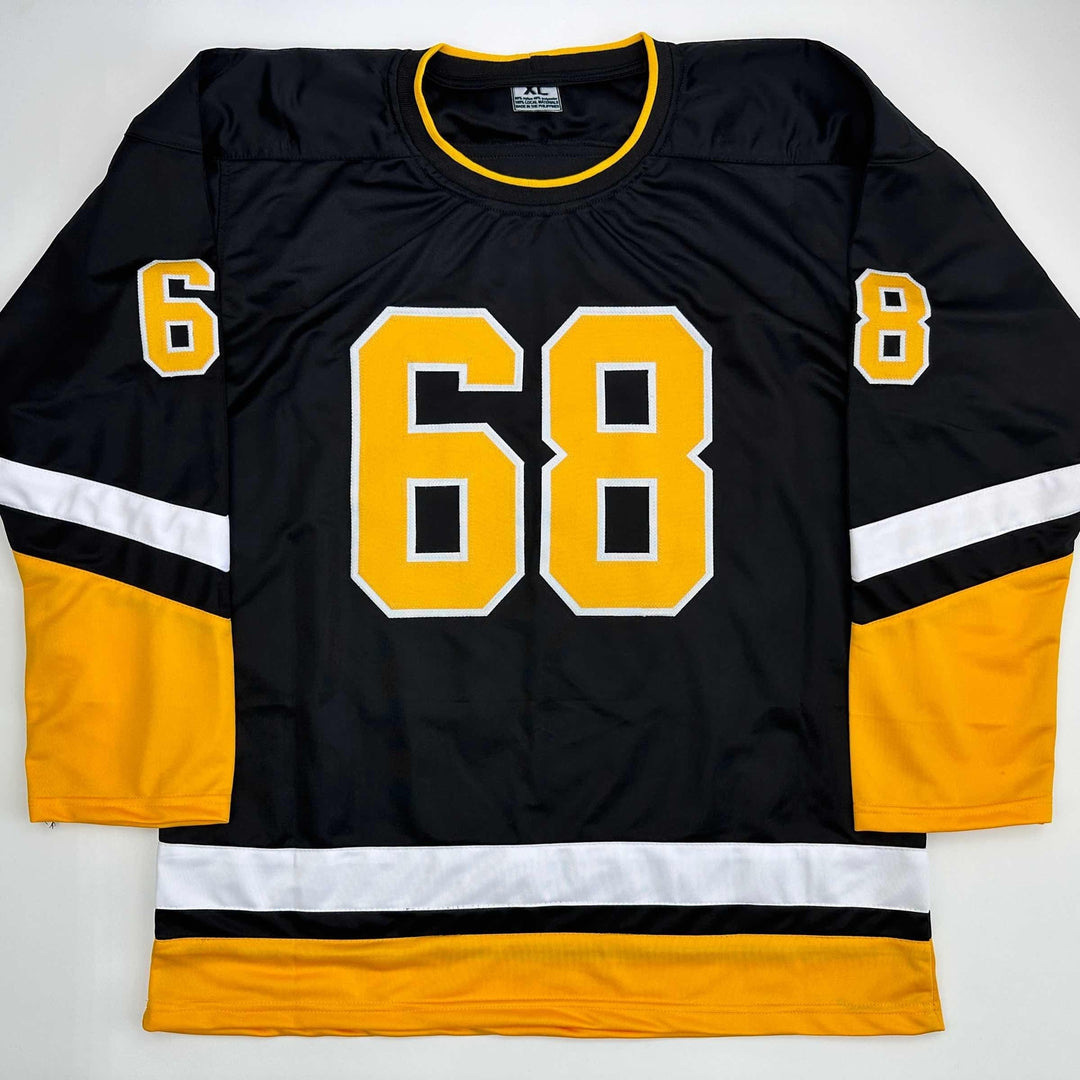 Facsimile Autographed Jaromir Jagr Pittsburgh Black Reprint Jersey Size Men's XL