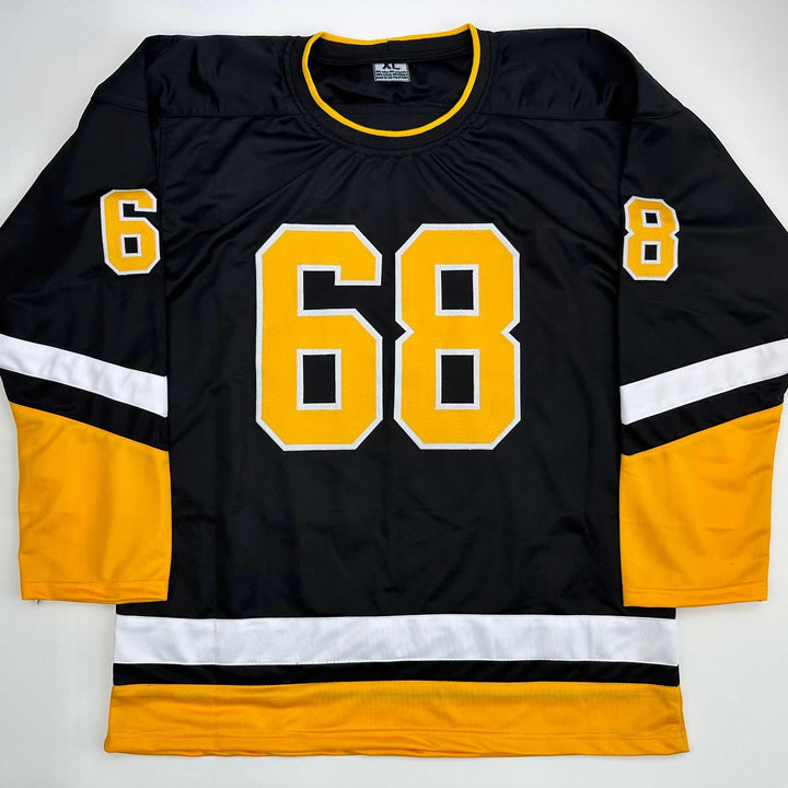Facsimile Autographed Jaromir Jagr Pittsburgh Black Reprint Jersey Size Men's XL