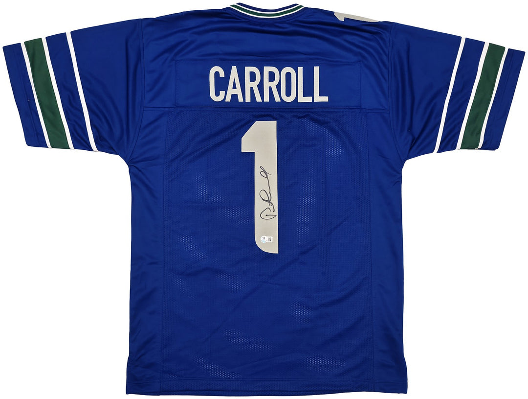 Seattle Seahawks Pete Carroll Signed Blue Jersey Beckett