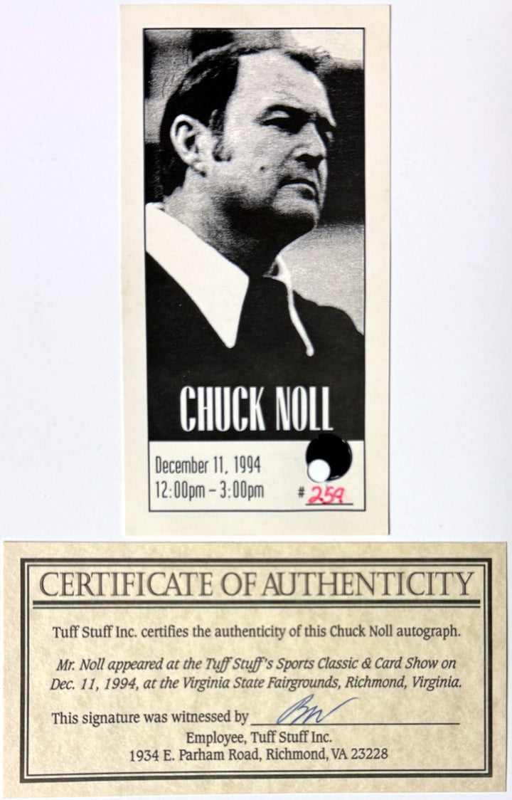 Chuck Noll signed Steelers 8x10 Photo minor dings Framed- Tuff Stuff LOA/HOF