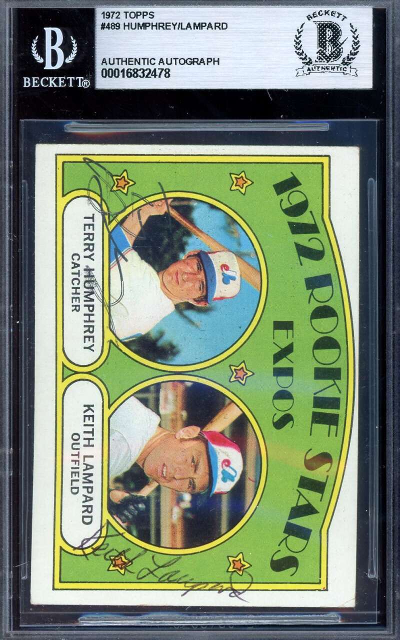 Terry Humphrey Keith Lampard Beckett BAS Signed 1972 Topps Rookie Stars Autograp