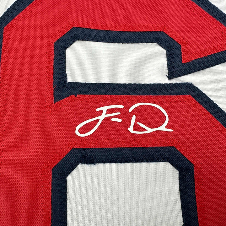 Framed Facsimile Autographed Jarren Duran 35x39 Boston White Reprint Jersey