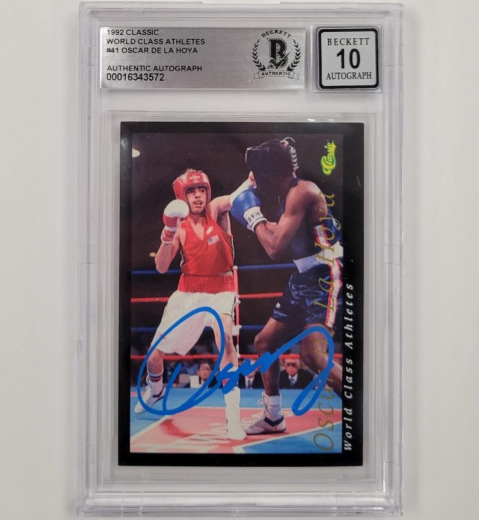Oscar De La Hoya signed 1992 Classic World Class Athletes RC card ~ BAS 10 auto