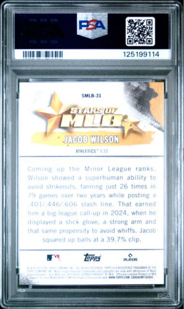 Graded 2025 Topps Jacob Wilson #SMLB31 Stars of MLB Rookie RC Card PSA 10 Mint