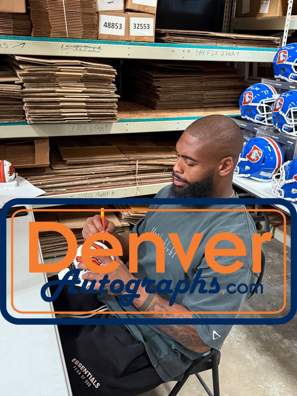Jonathon Cooper Autographed Denver Broncos Lunar Mini Helmet Beckett WIT 52837