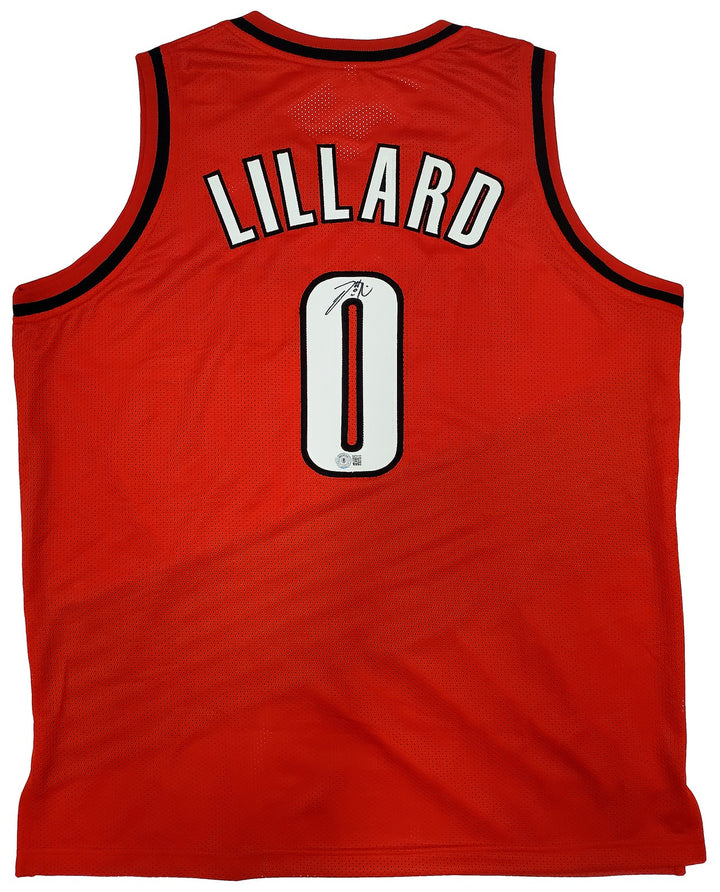 Portland Trail Blazers Damian Lillard Signed Red Jersey Beckett