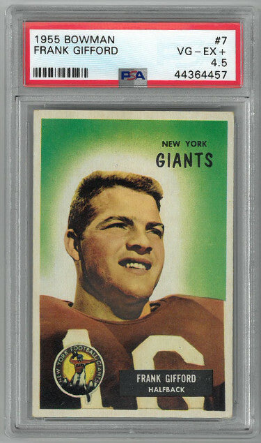 Frank Gifford New York Giants 1955 Bowman Card #7- PSA Graded 4.5 Very Good- Ex+