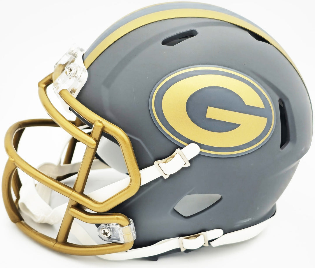 Josh Jacobs Signed Green Bay Packers Slate Gray Speed Mini Helmet Beckett Wit