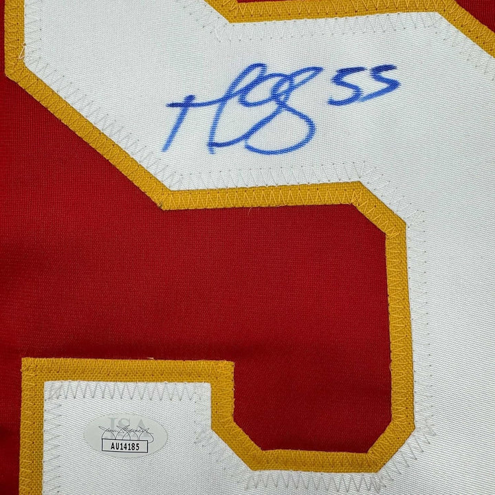 Framed Autographed/Signed Mark Giordano 35x39 Calgary Red Jersey JSA COA