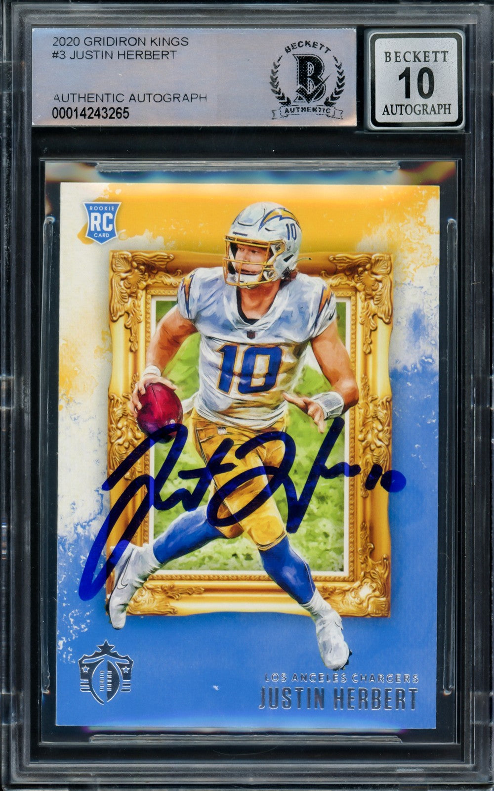 Justin Herbert Auto 2020 Panini Chronicles Gridiron Kings RC GK-3 Auto 10 BAS