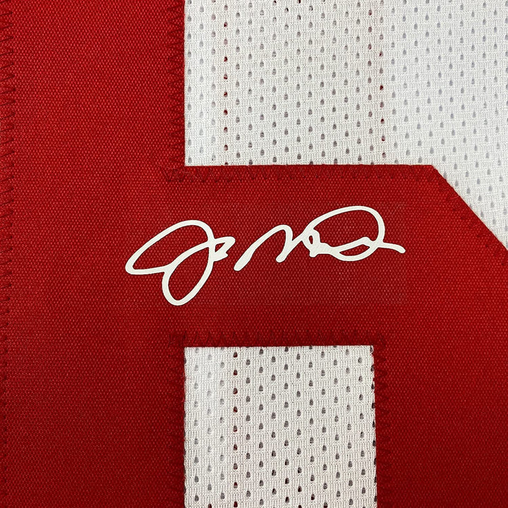 Framed Facsimile Autographed Joe Montana 33x42 White Reprint Laser Auto Jersey