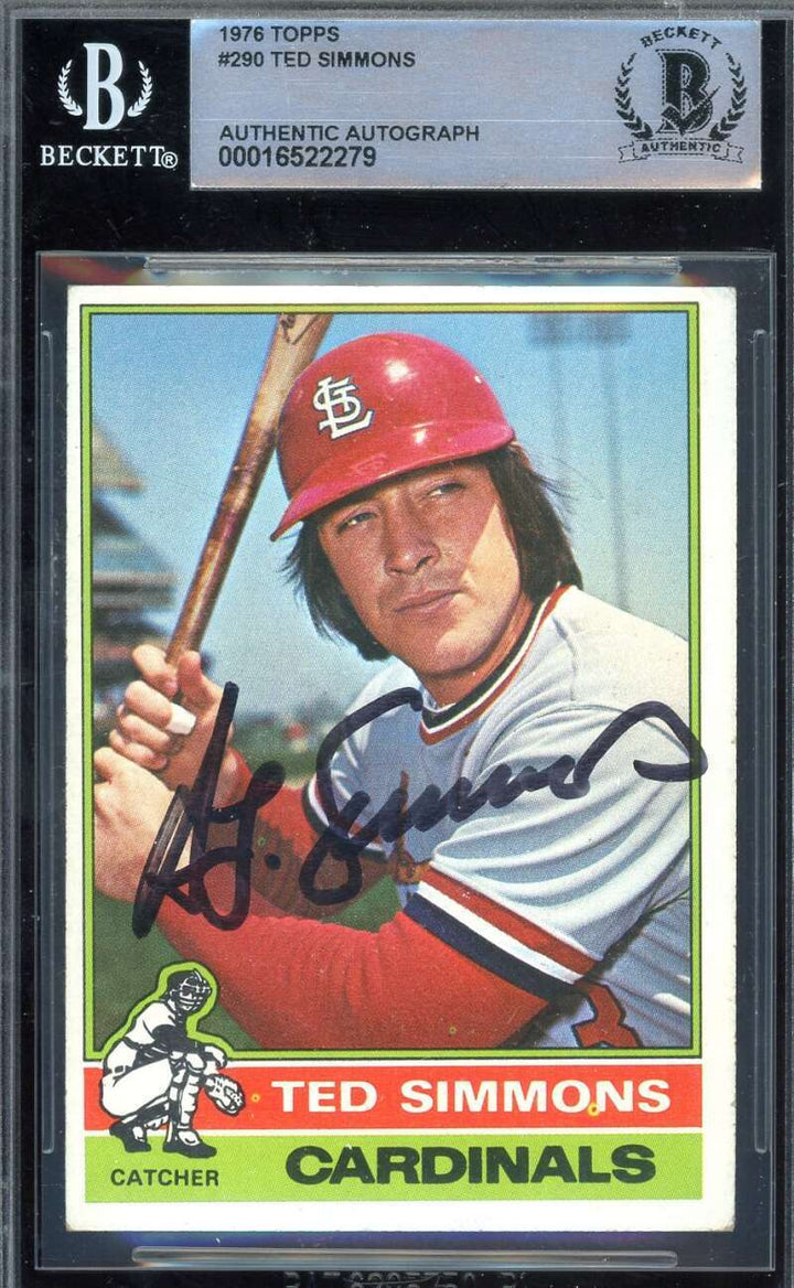 Ted Simmons Beckett BAS Signed 1976 Topps Autographed