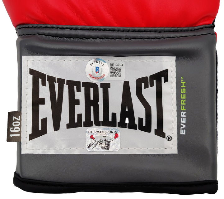 Mike Tyson Signed Red Everlast Everfresh Glove Right Hand In Silver Beckett