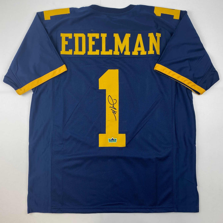 Facsimile Autographed Julian Edelman Kent State Blue Reprint Jersey Size Mens XL
