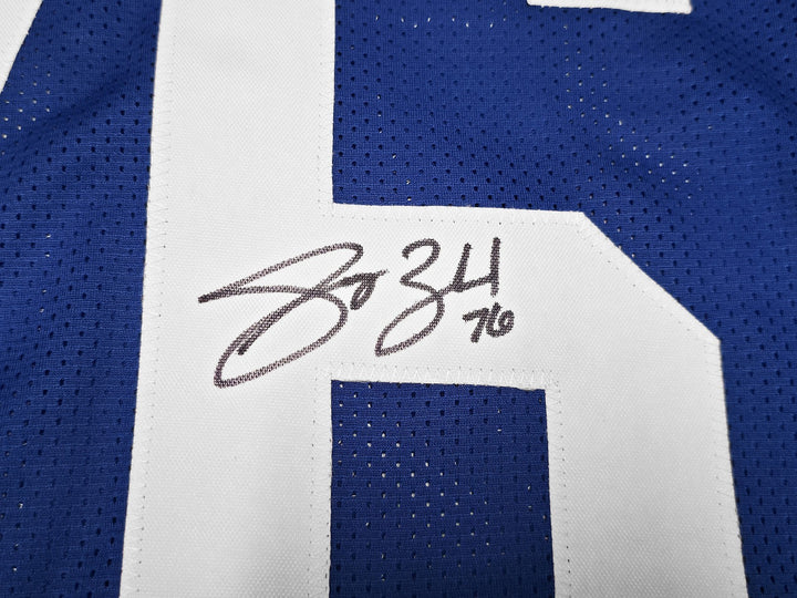 Seattle Seahawks Grey Zabel Signed Blue Throwback Jersey MCS Holo