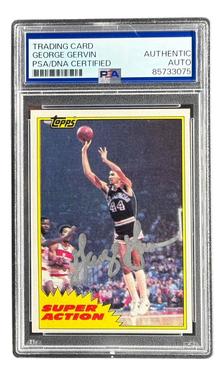 George Gervin Signed In Silver 1981 Topps #106 Spurs Trading Card PSA/DNA