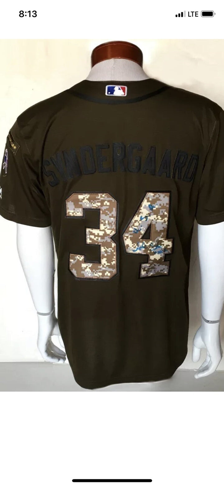Noah Syndergaard signed Mets salute service Camo jersey THOR USA Auto MLB holo