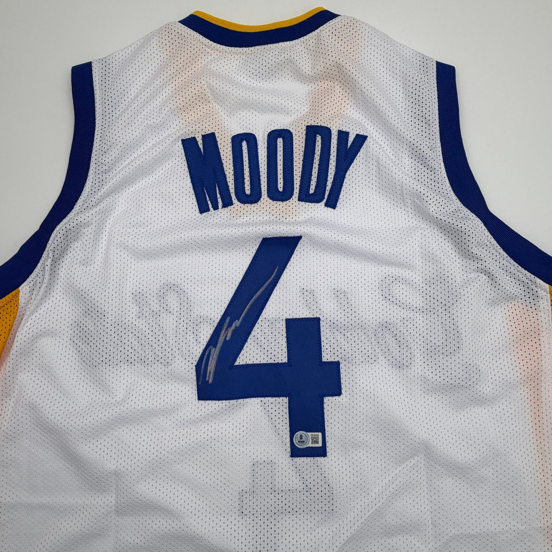 Autographed/Signed Moses Moody Golden State White Jersey Beckett BAS COA