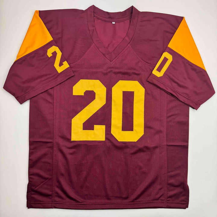Autographed/Signed Mike Garrett HT 65 USC Red College Football Jersey JSA COA