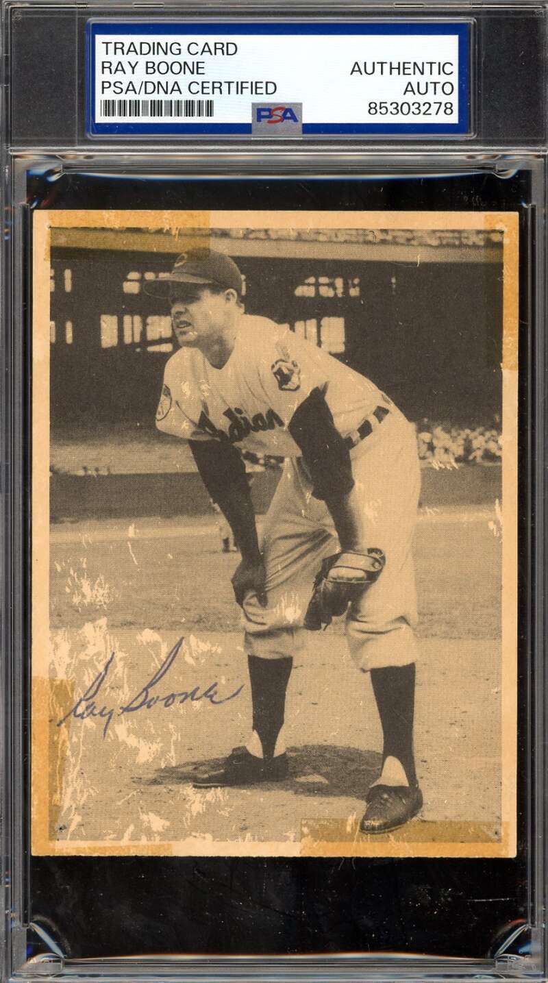 Ray Boone PSA DNA Vintage Signed Rare 1952 Num Num Indians Autograph