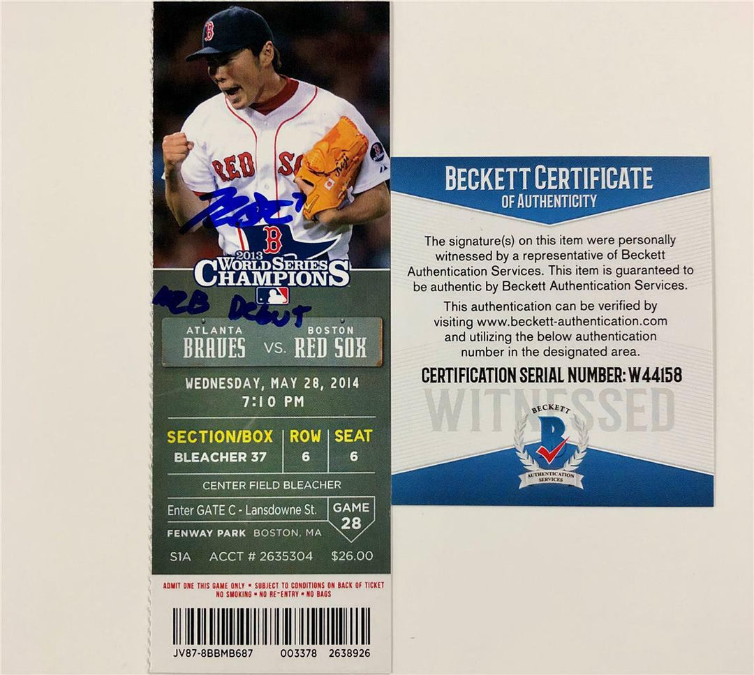 Tommy La Stella signed "MLB Debut" 5/28/2014 & 1st Hit full Game Ticket BAS COA