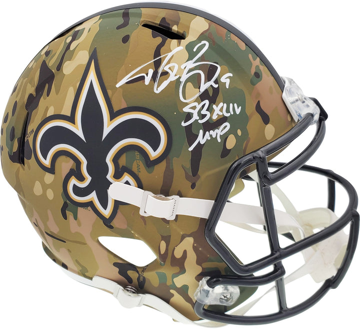Drew Brees Signed New Orleans Saints Camo Full Size Replica Speed Helmet Beckett