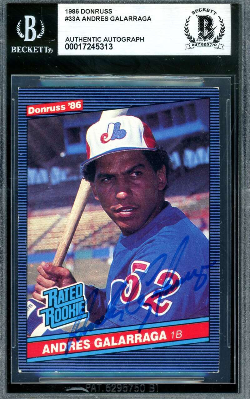 Andres Galarraga Beckett BAS Signed 1986 Donruss Rated Rookie Autograph