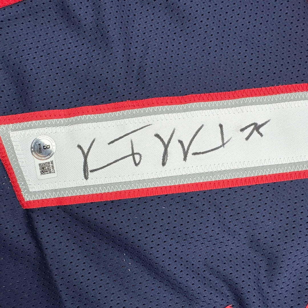 Autographed/Signed Vince Wilfork New England Blue Jersey Beckett BAS COA