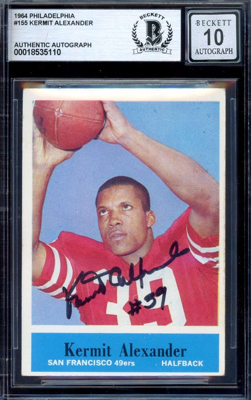 Kermit Alexander Gem Mint 10 Beckett BAS Signed 1964 Philadelphia Rookie Autogra
