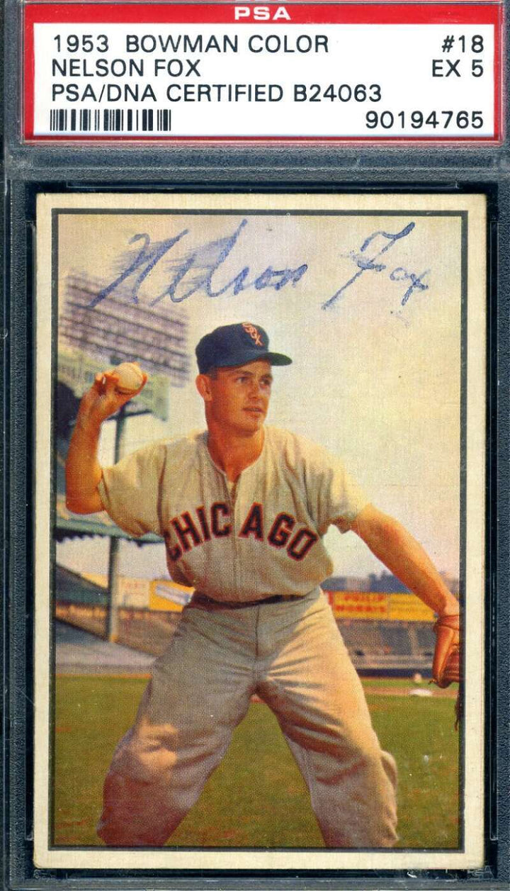 Nellie Fox PSA DNA Signed 1953 Bowman Color Autograph