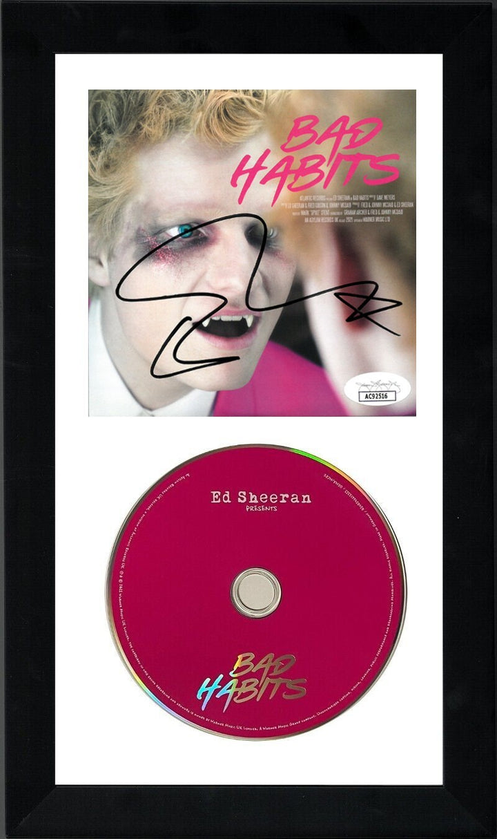 Ed Sheeran signed 2021 Bad Habits Atlantic Records Single Cover/CD Framed 6.5x12
