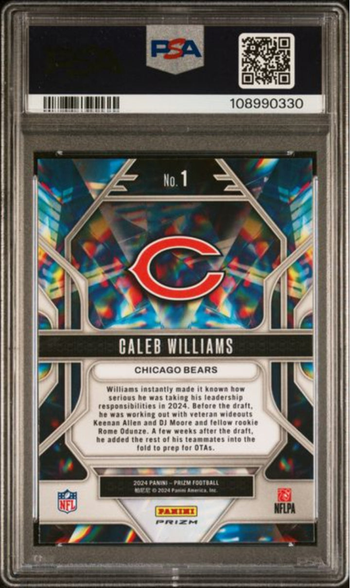 Graded 2024 Prizm Caleb Williams #1 Prizmatic Green Wave Rookie Card PSA 10