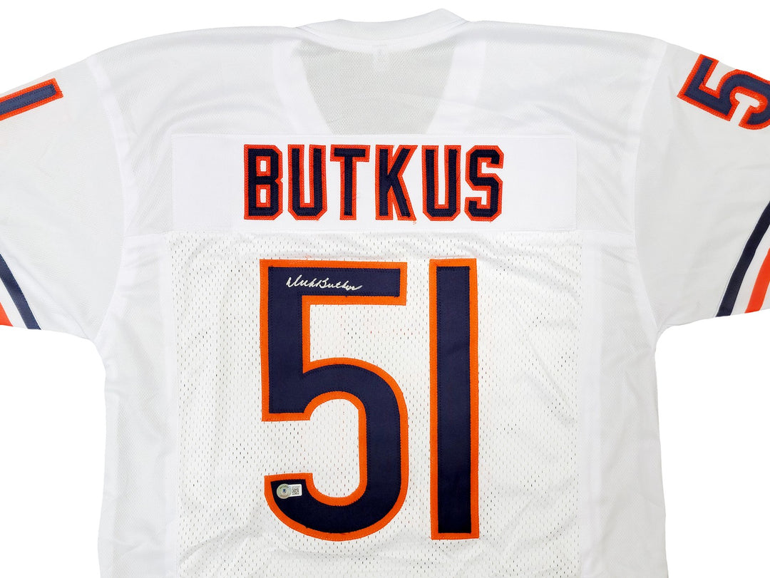 Chicago Bears Dick Butkus Autographed Signed White Jersey Beckett Witness