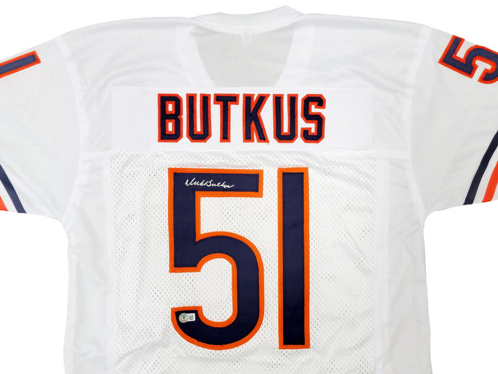 Chicago Bears Dick Butkus Autographed Signed White Jersey Beckett Witness