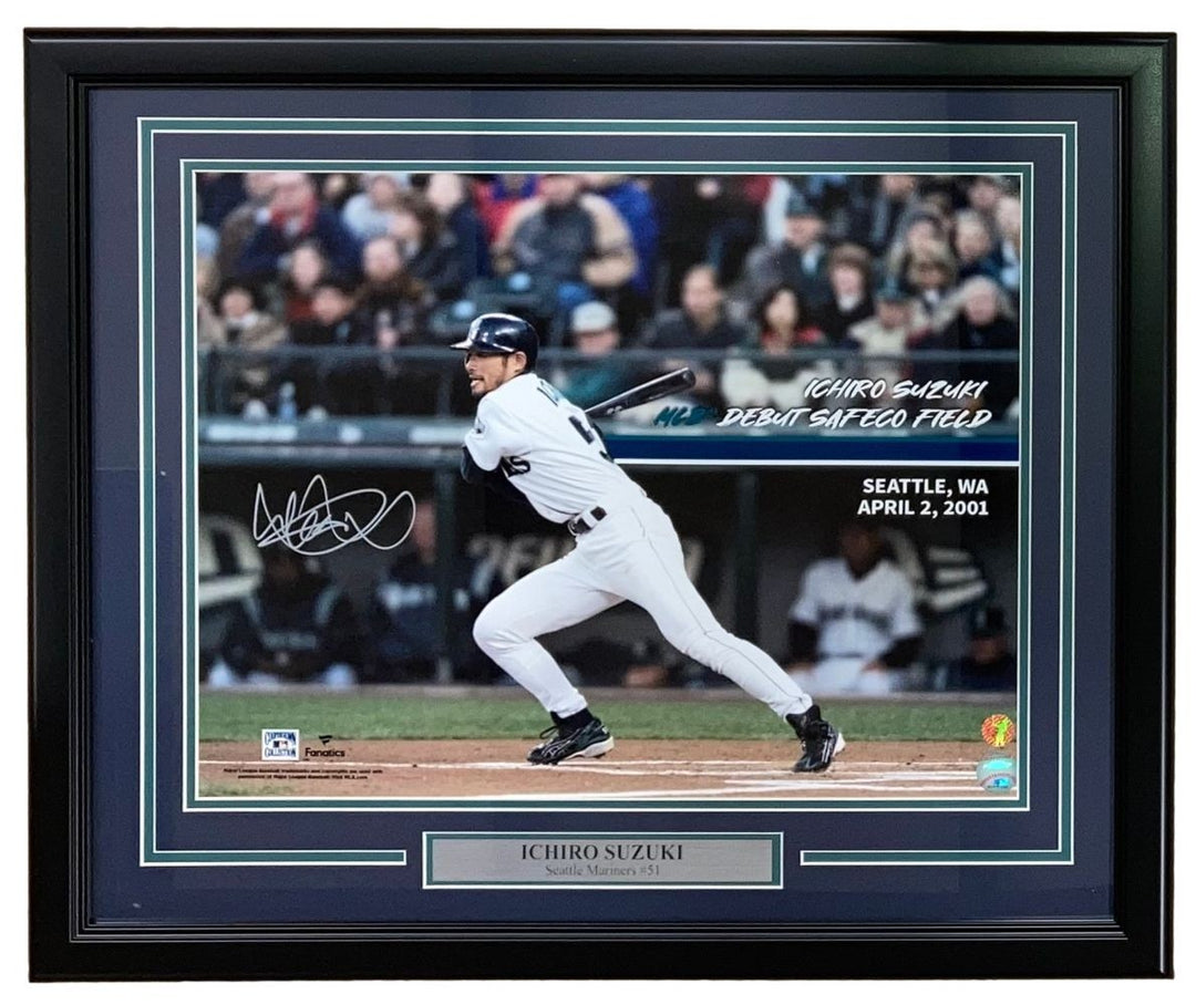 Ichiro Suzuki Signed Framed 16x20 Seattle Mariners MLB Debut Photo Ichiro COA