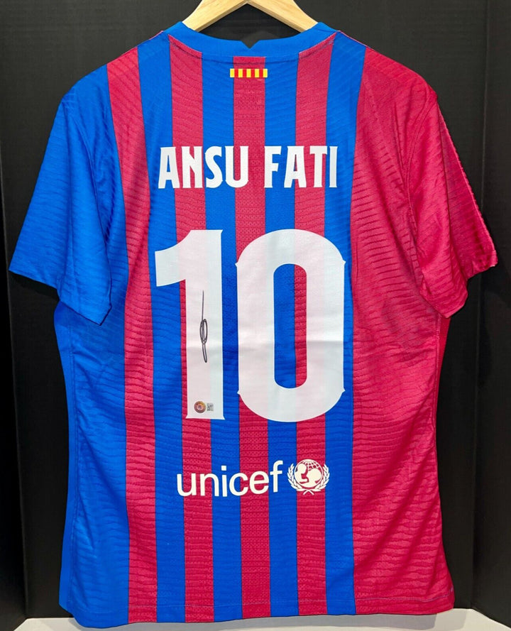 Ansu Fati FC Barcelona Signed Jersey Size XL Auto Beckett COA