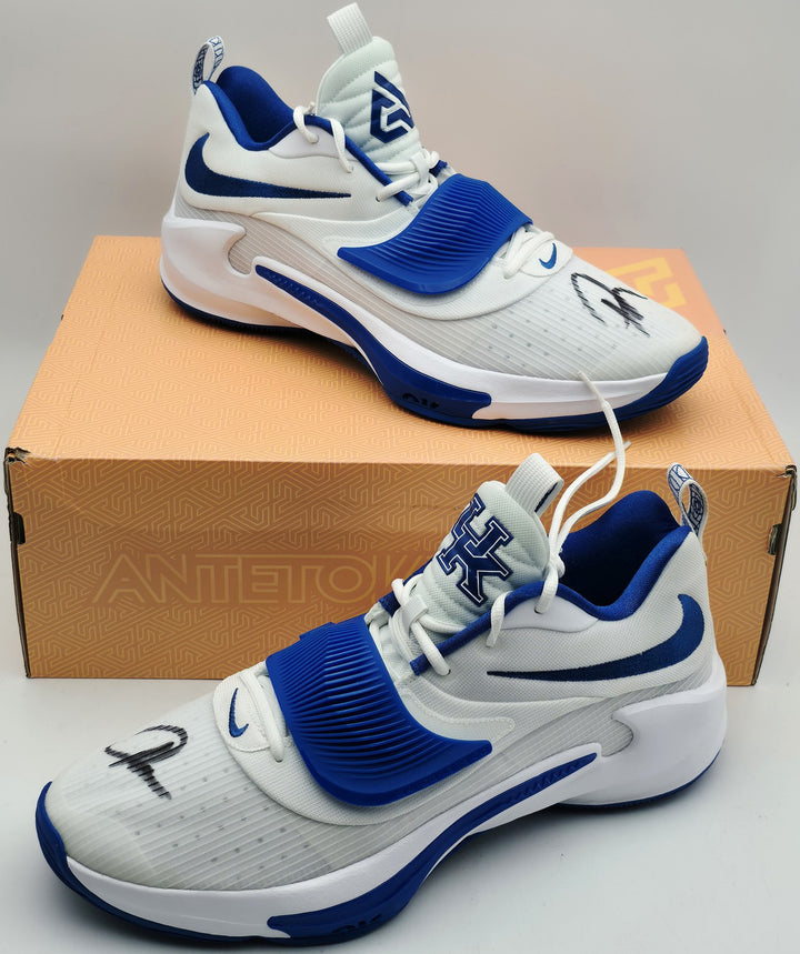 Giannis Auto 2021 PE Promo Kentucky Nike Zoom Freak 3 Game Shoes Size 16 Beckett