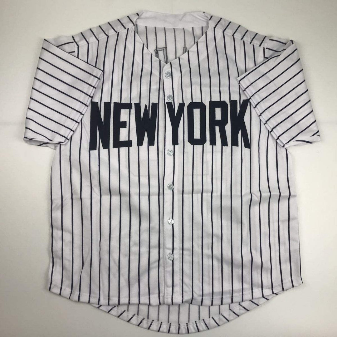 Autographed/Signed CECIL FIELDER New York Pinstripe Jersey JSA COA Auto