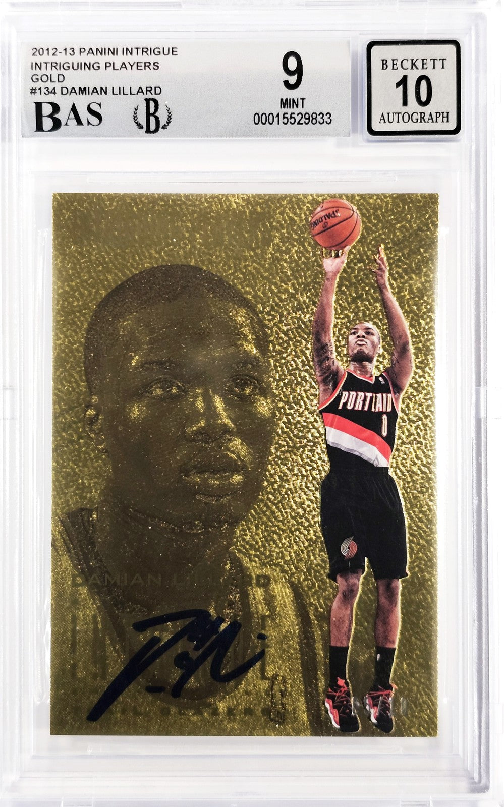 Damian Lillard Auto 2012-13 Panini Intrigue Gold RC 134 BGS 9 Sig 10 /10 Beckett