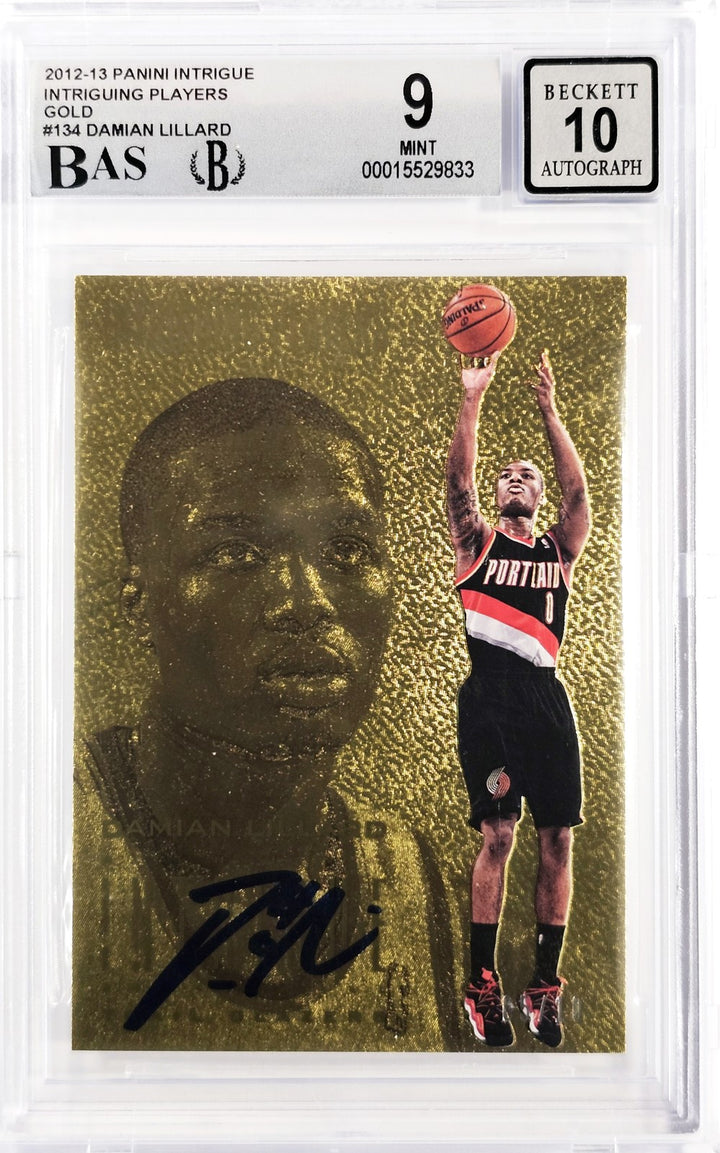Damian Lillard Auto 2012-13 Panini Intrigue Gold RC 134 BGS 9 Sig 10 /10 Beckett