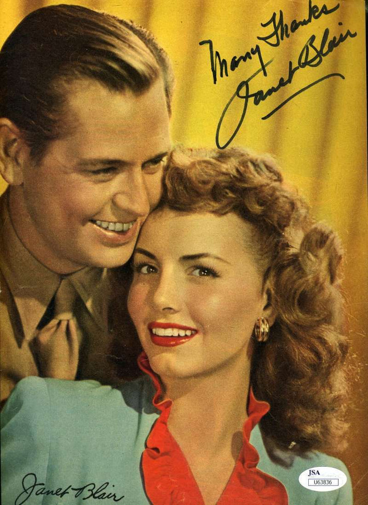 Janet Blair Jsa Coa Hand Signed 8x10 Photo Autograph Authenticated