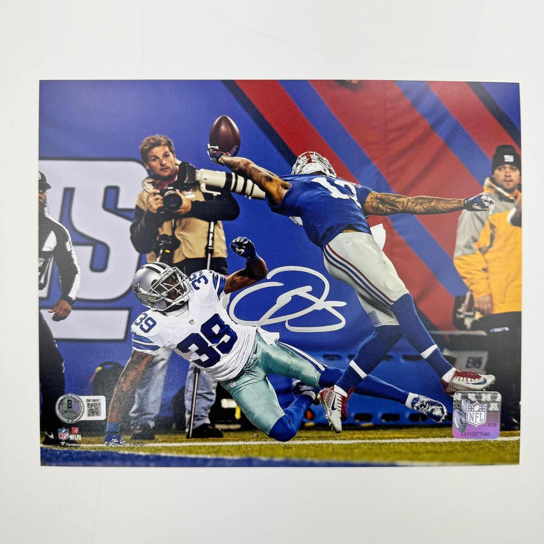 Autographed/Signed Odell Beckham Jr. The Catch NY Giants 8x10 Photo BAS COA