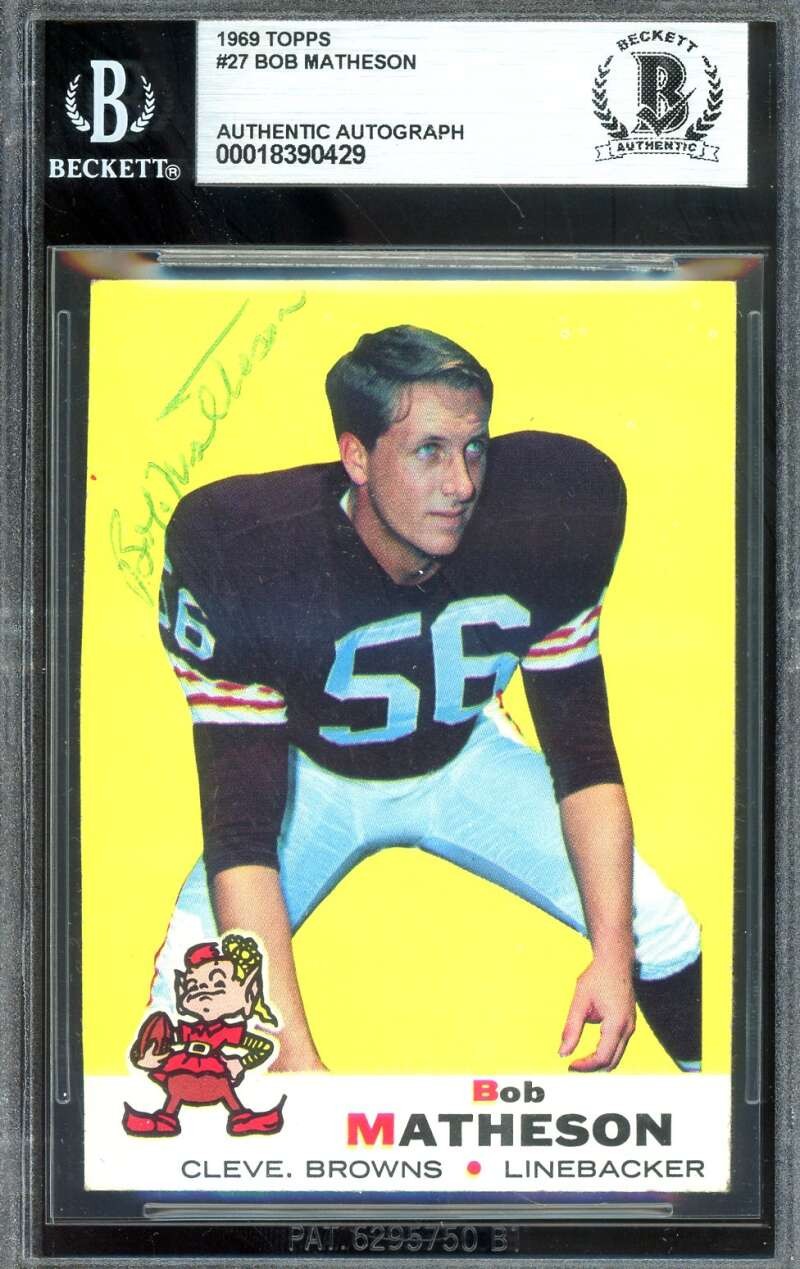 Bob Matheson Beckett BAS Vintage Signed 1969 Topps Rookie 72 Dolphins Autograph