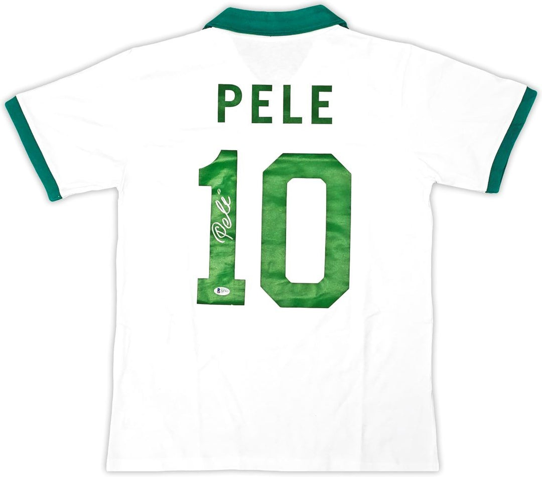 Pele New York Signed White Soccer Jersey BAS