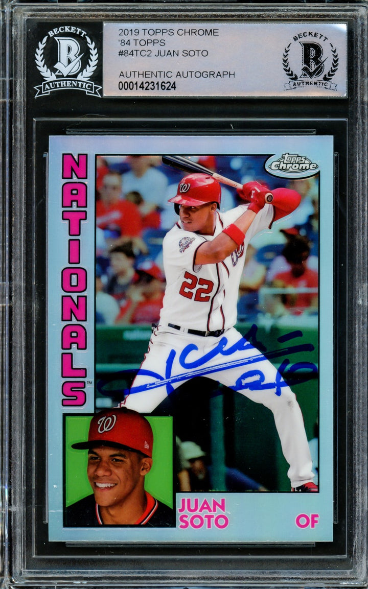 Juan Soto Auto 2019 Topps Chrome Refractor 1984 RC 84TC-2 Mets Beckett #14231624