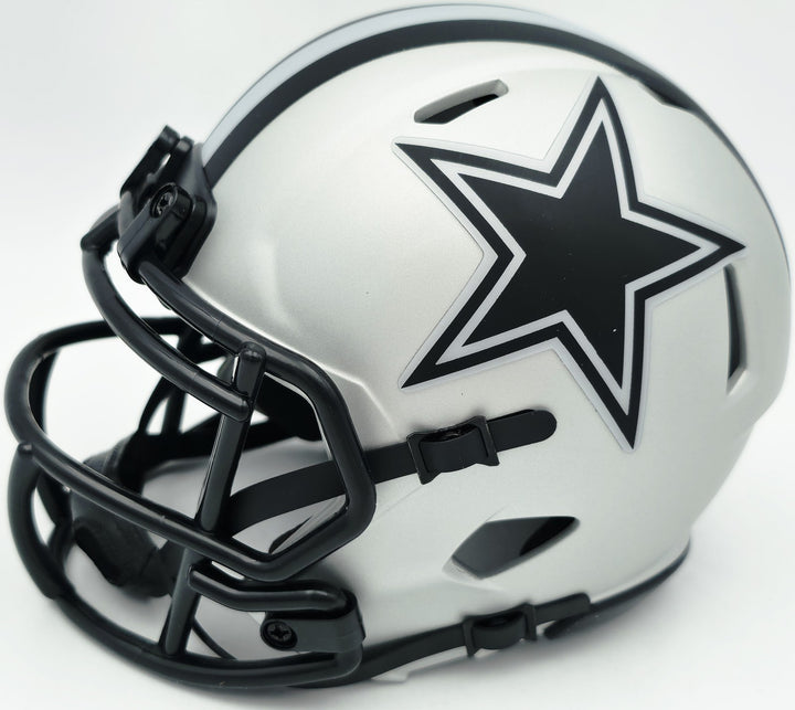 Drew Pearson Signed Cowboys Rave Silver Speed Mini Helmet "HOF 21" Beckett