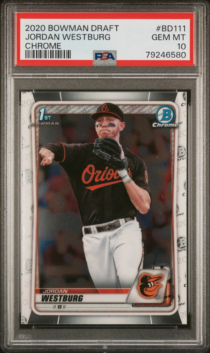 Graded 2020 Bowman Draft Jordan Westburg #BD111 Chrome RC Card PSA 10