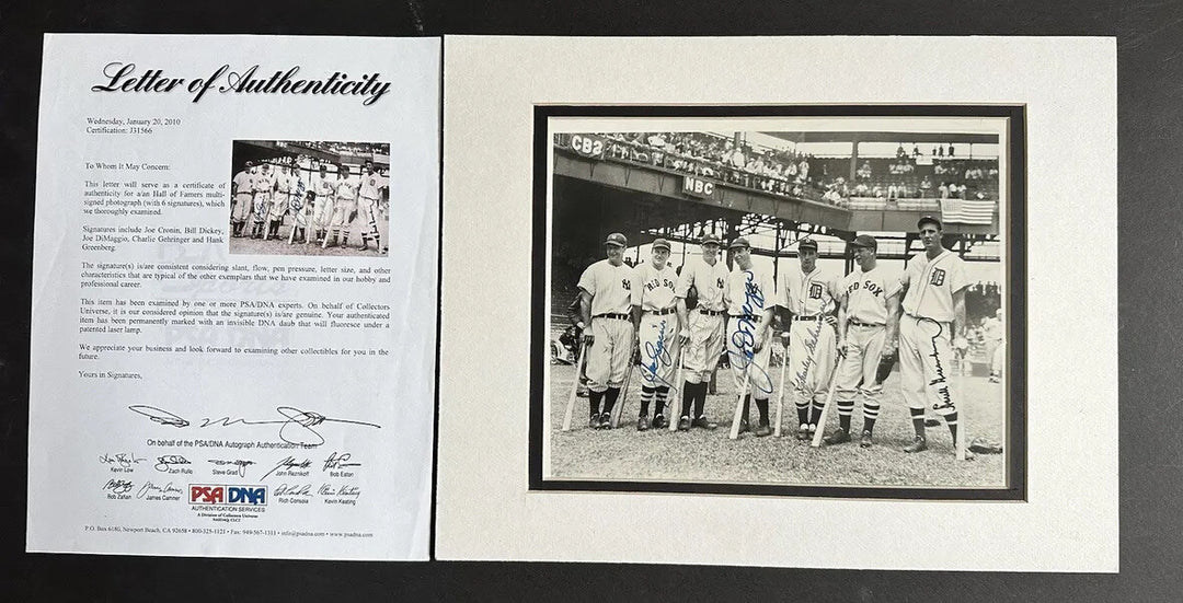 1937 All-Star game Team Signed photo Joe DiMaggio Hank Greenberg 5 Auto Psa Coa