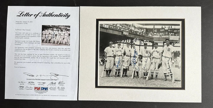 1937 All-Star game Team Signed photo Joe DiMaggio Hank Greenberg 5 Auto Psa Coa